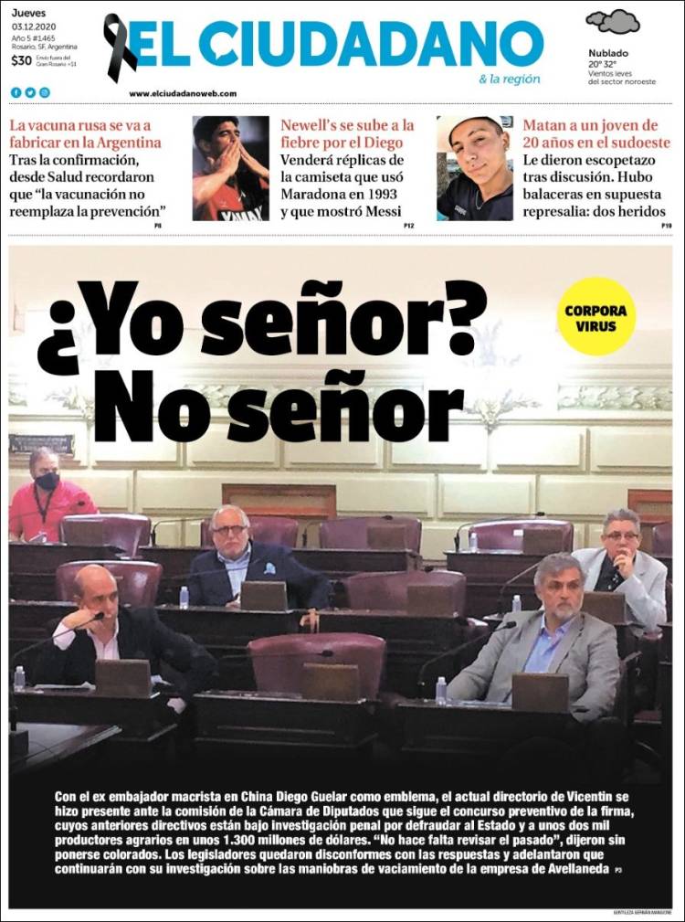 Portada de Diario El Ciudadano (Argentina)