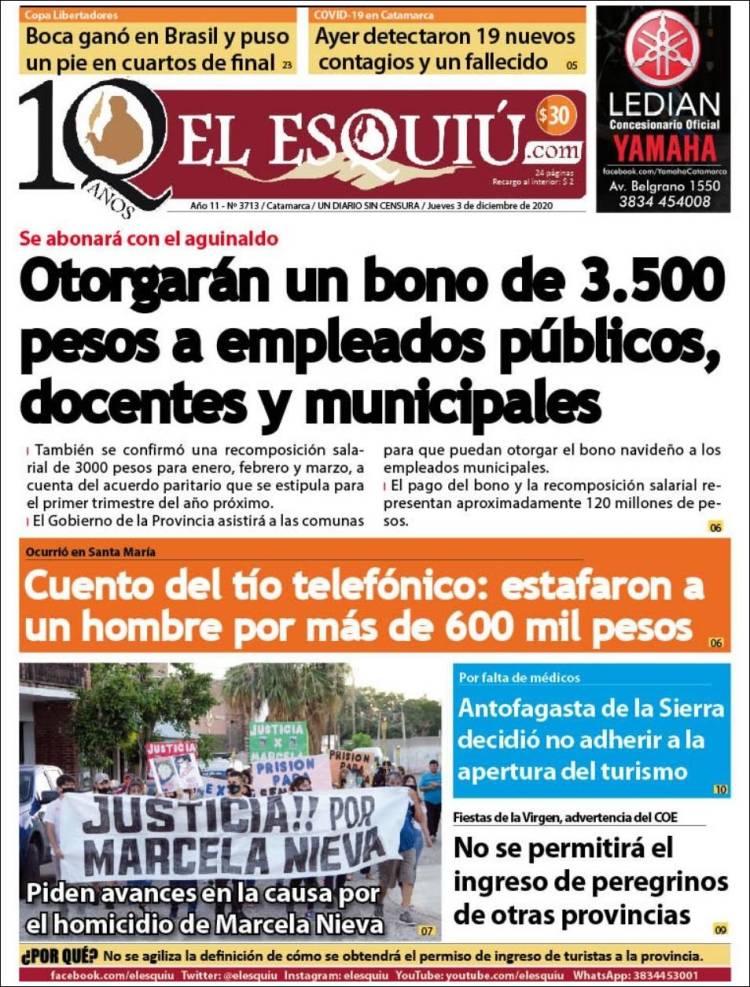 Portada de El Esquiu (Argentina)