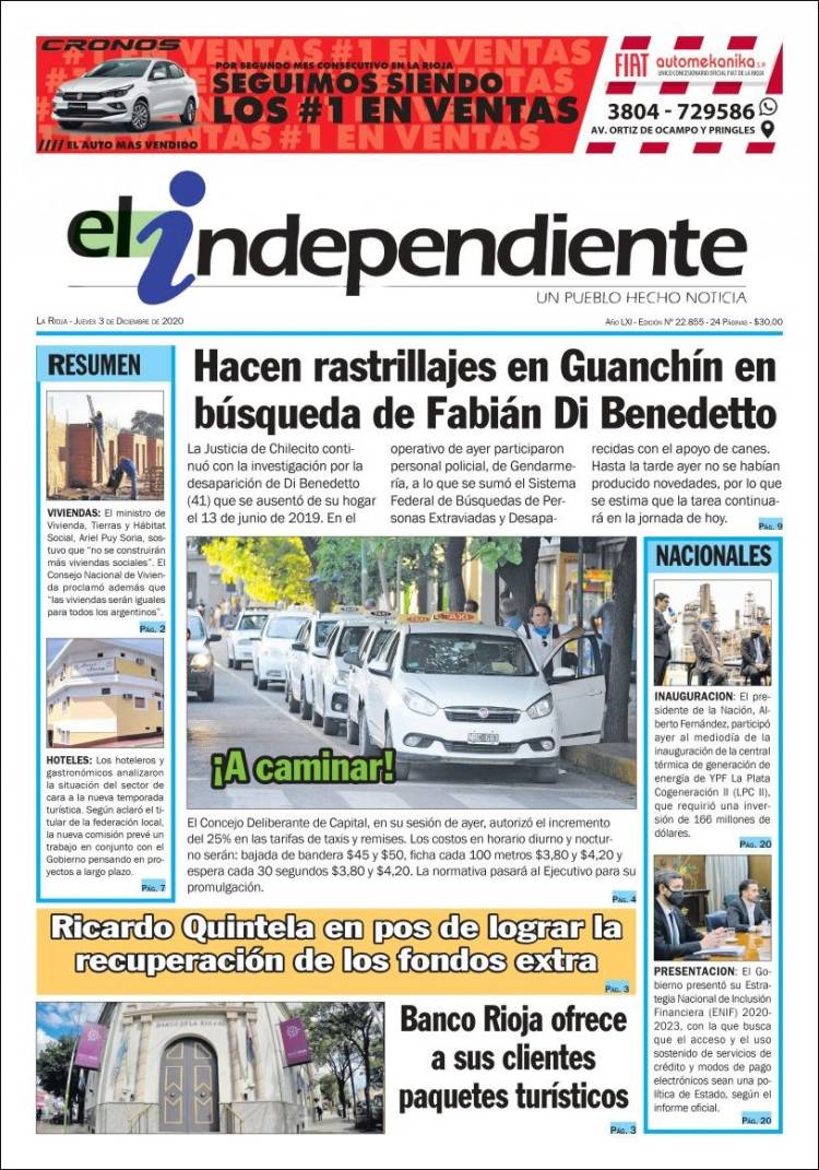 Portada de El Independiente (Argentina)