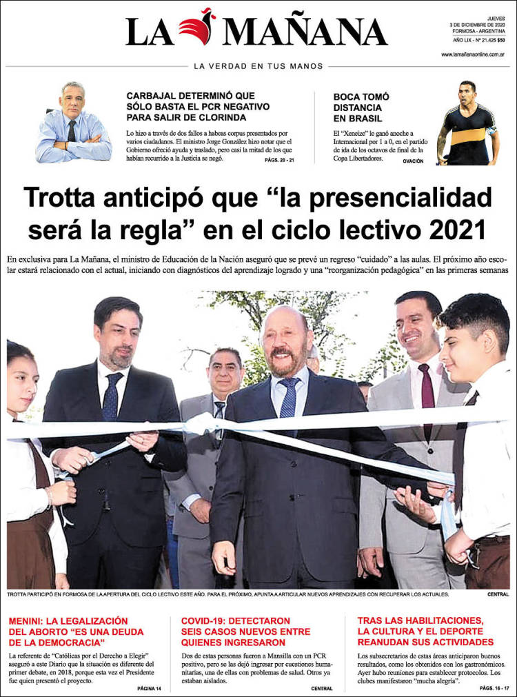 Portada de Diario La Mañana (Argentina)