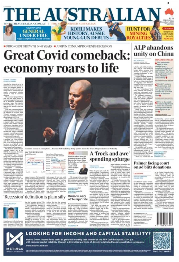Portada de The Australian (Australia)
