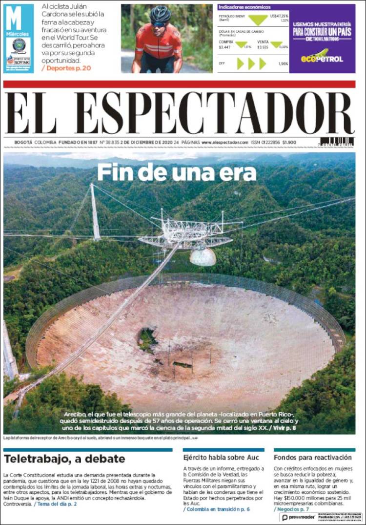 Portada de El Espectador (Colombia)