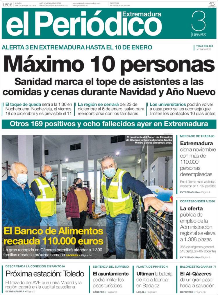Portada de El Periódico de Extremadura (Espa&ntilde;a)