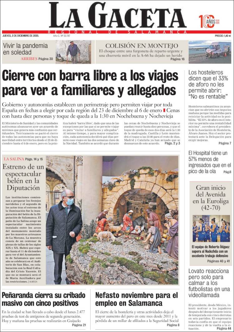 Portada de La Gaceta de Salamanca (Espa&ntilde;a)
