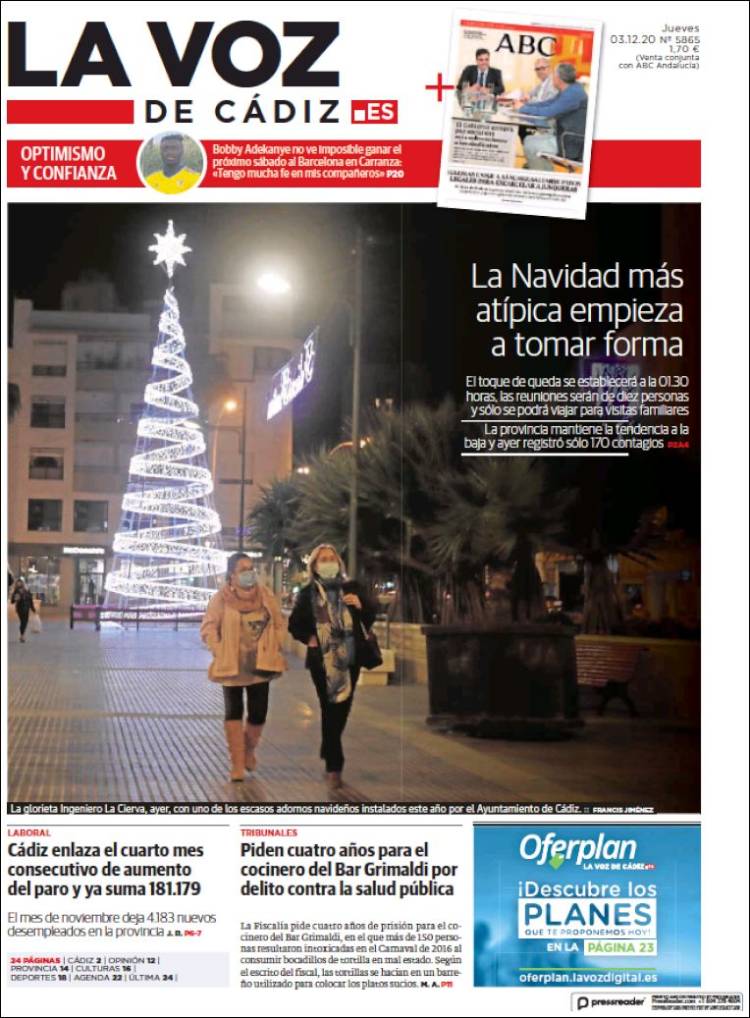 Portada de La Voz de Cádiz (Espa&ntilde;a)