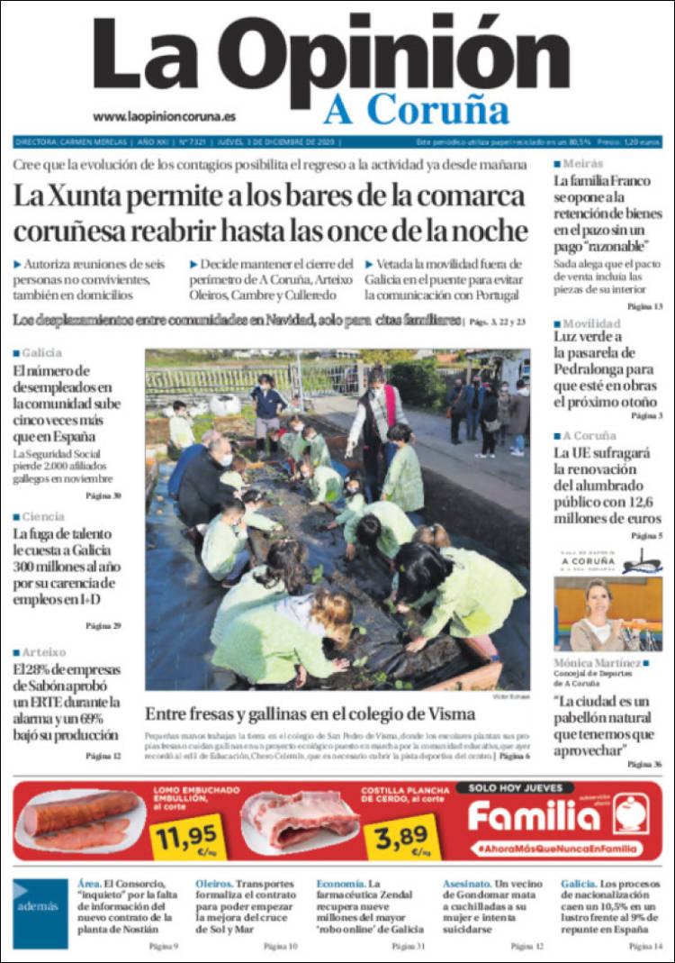 Portada de La Opinión de A Coruña (Espa&ntilde;a)