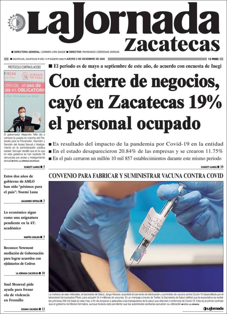 Portada de Jornada de Zacatecas (México)