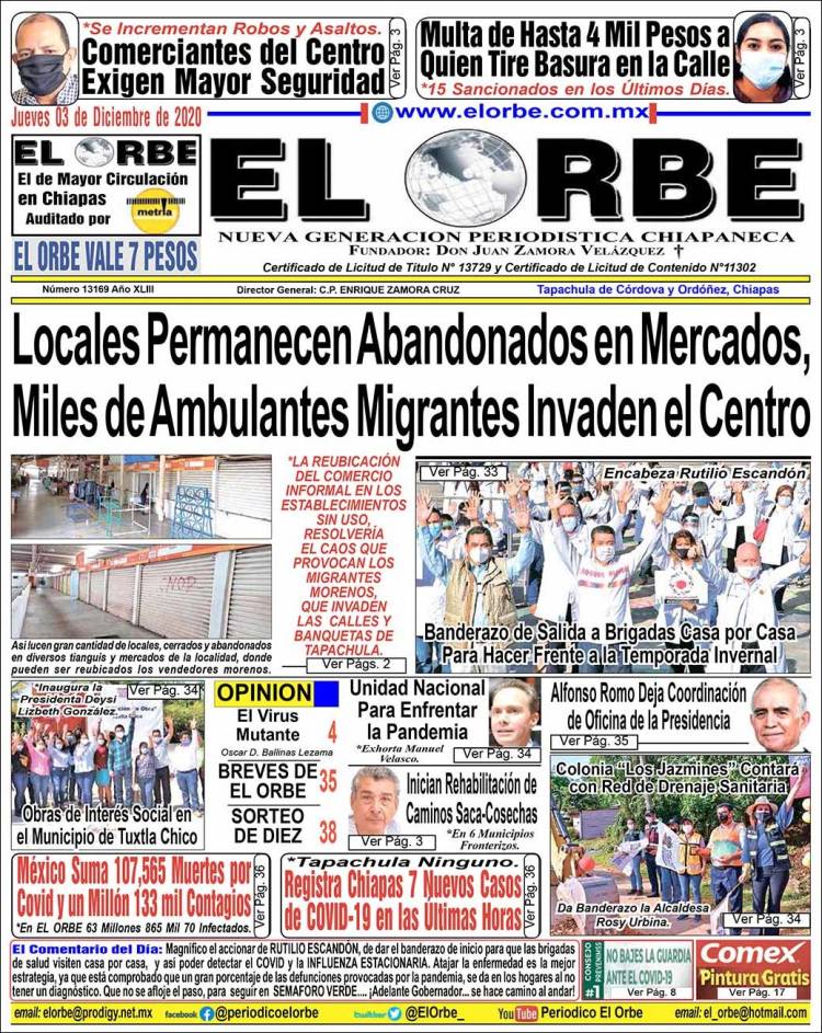 Portada de El Orbe (México)