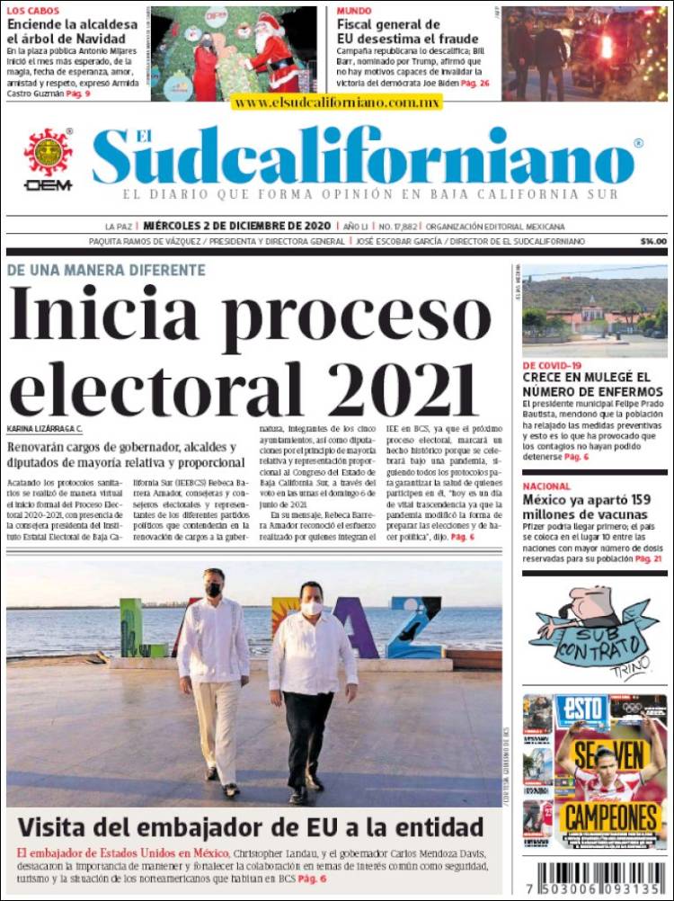 Portada de El Sudcaliforniano (México)