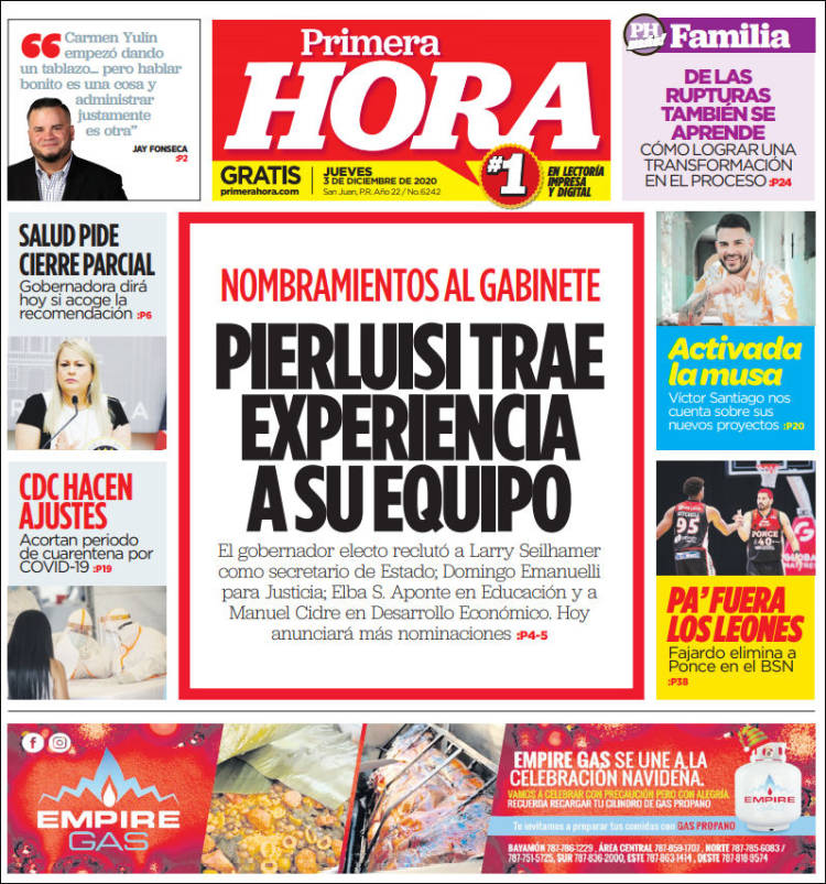 Portada de Primera Hora (Puerto Rico)