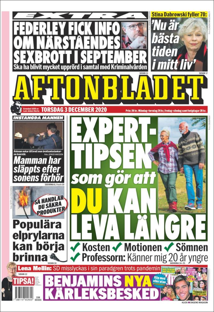 Portada de Aftonbladet (Suecia)