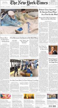 Portada de New York Times (USA)