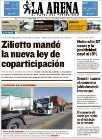 Portada de Diario La Arena (Argentina)