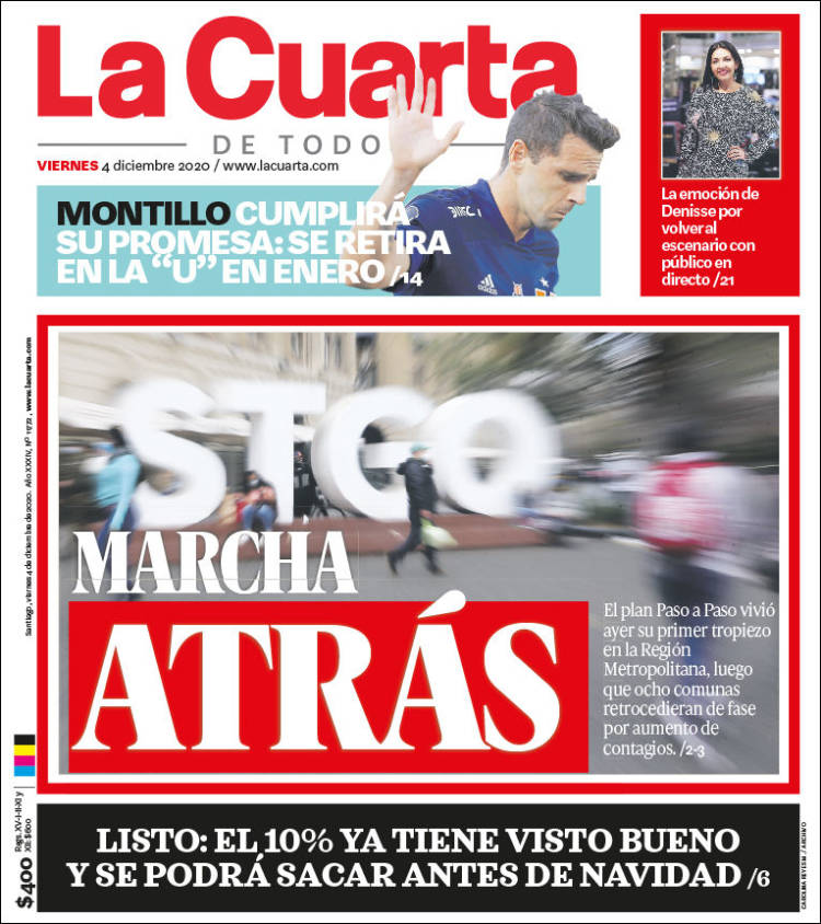 Portada de La Cuarta (Chile)