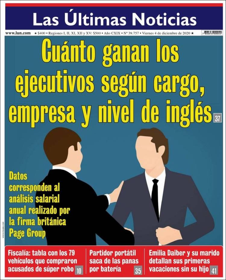 Portada de Las Últimas Noticias (Chile)