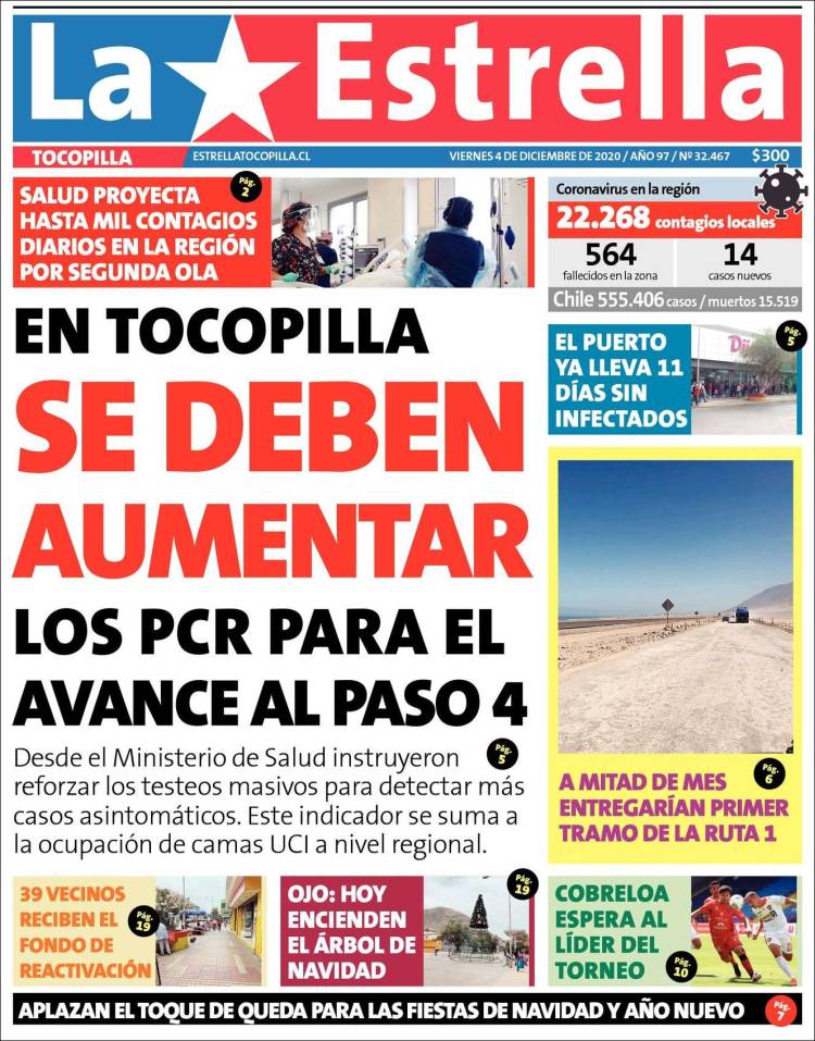 Portada de La Estrella de Tocopilla (Chile)