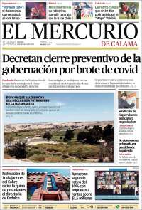 Portada de El Mercurio - Calama (Chile)