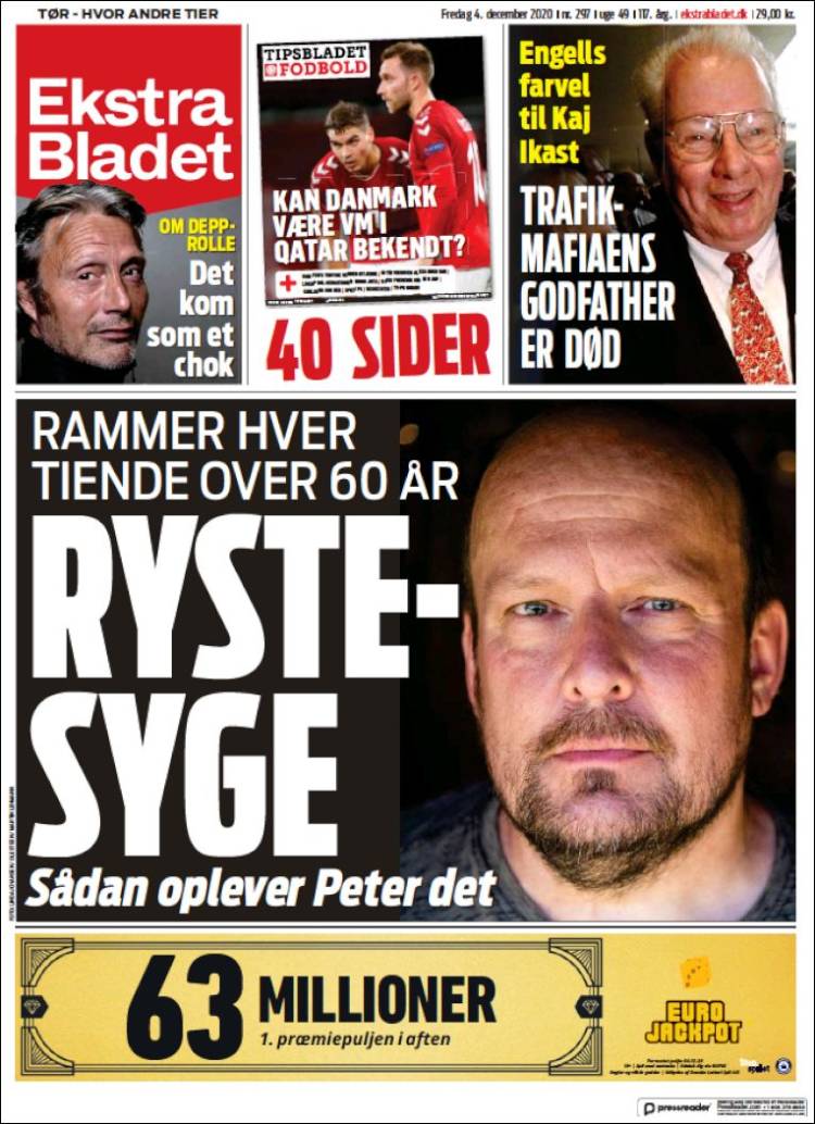 Portada de Ekstra Bladet (Dinamarca)