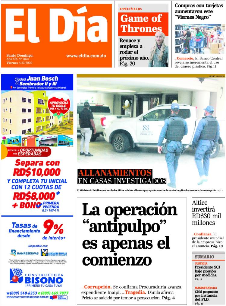 Portada de El Día (R. Dominicana)