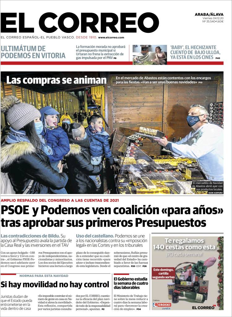 Portada de El Correo - Álava (España)