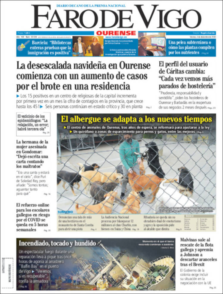 Portada de El Faro de Vigo - Ourense (España)