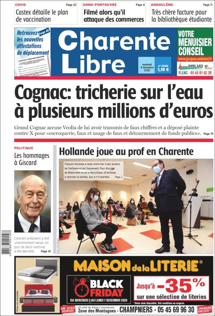 Portada de Charente Libre (Francia)