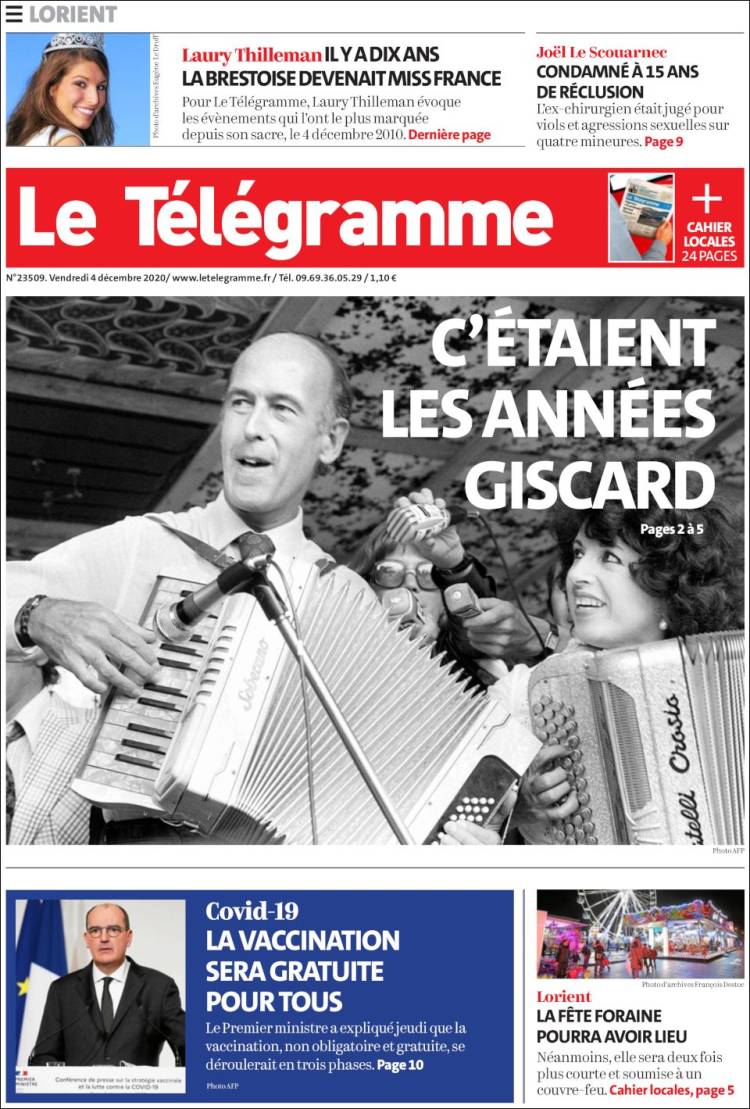 Portada de Télégramme (Francia)