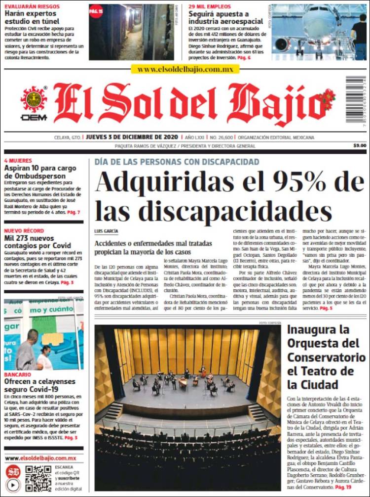 Portada de El Sol del Bajio (México)