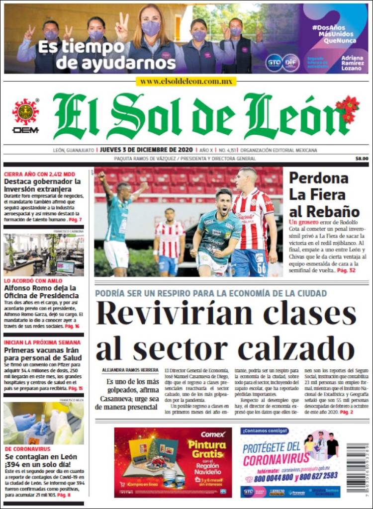 Portada de El Sol de León (México)