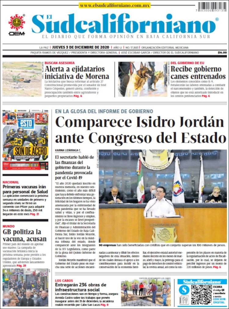 Portada de El Sudcaliforniano (México)