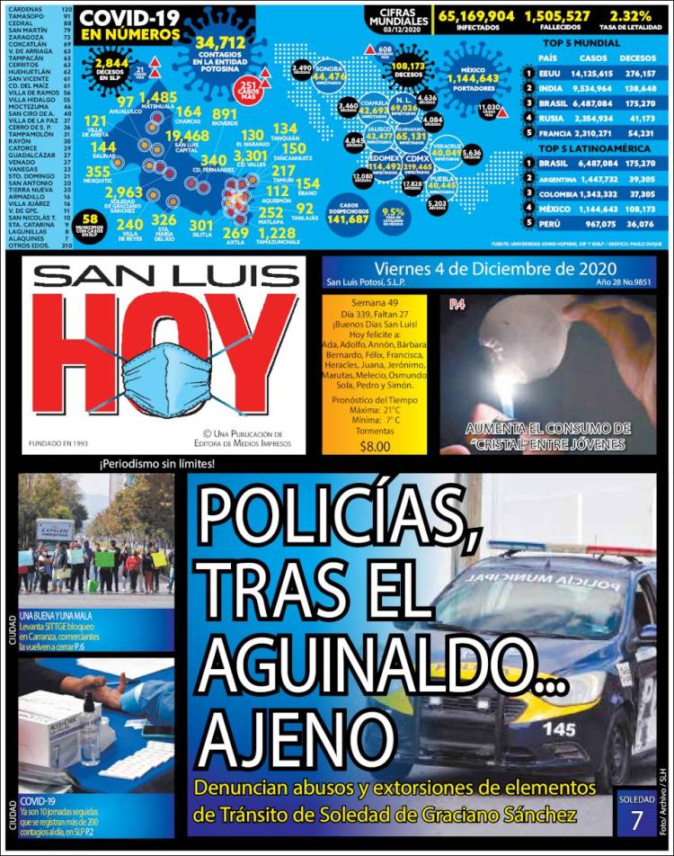 Portada de San Luis Hoy (México)