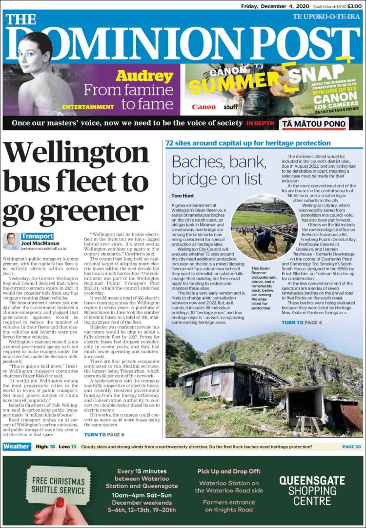 Portada de The Dominion Post (Nueva Zelanda)