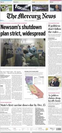 Portada de San Jose Mercury News (USA)