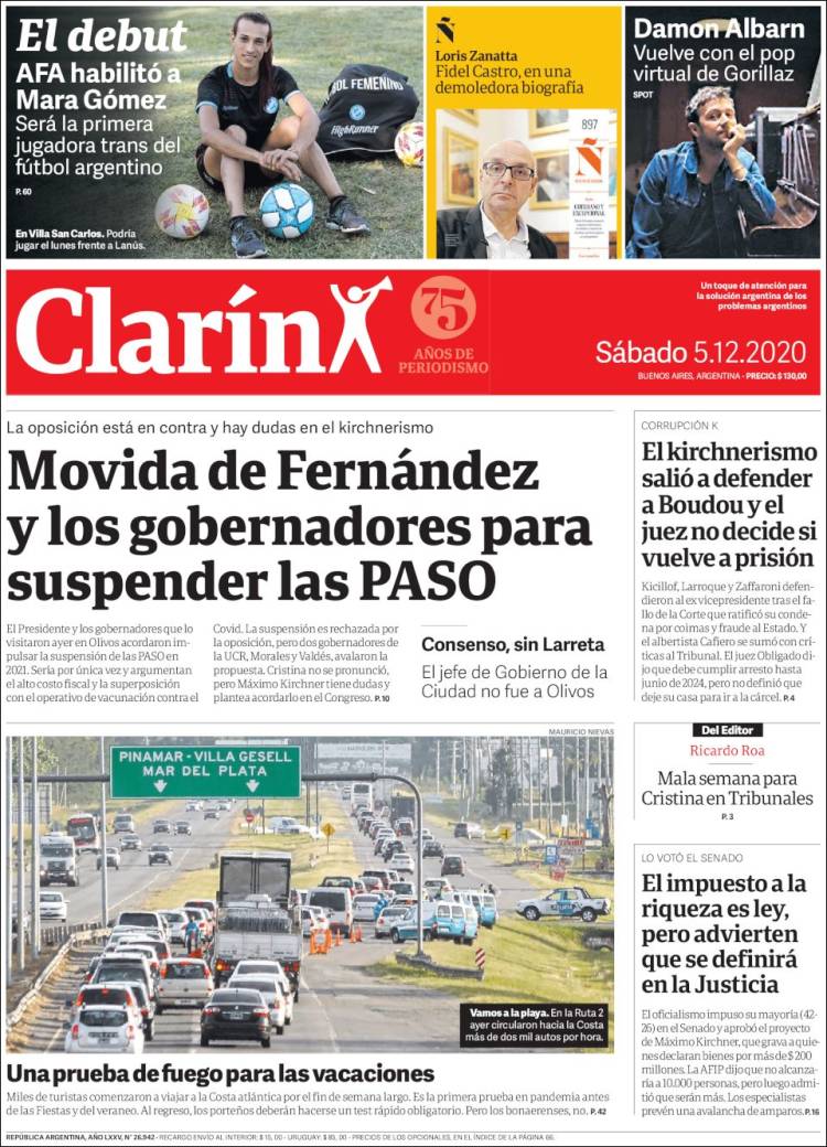 Portada de Clarín (Argentina)