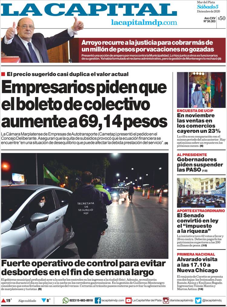 Portada de Diario La Capital - Mar del Plata (Argentina)