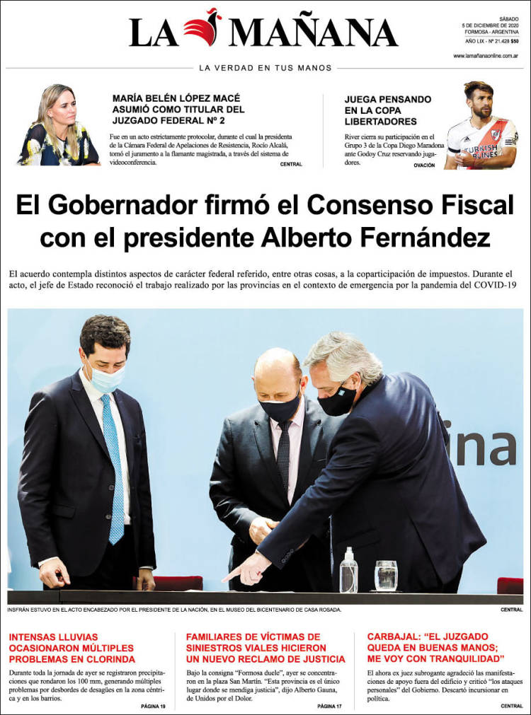 Portada de Diario La Mañana (Argentina)