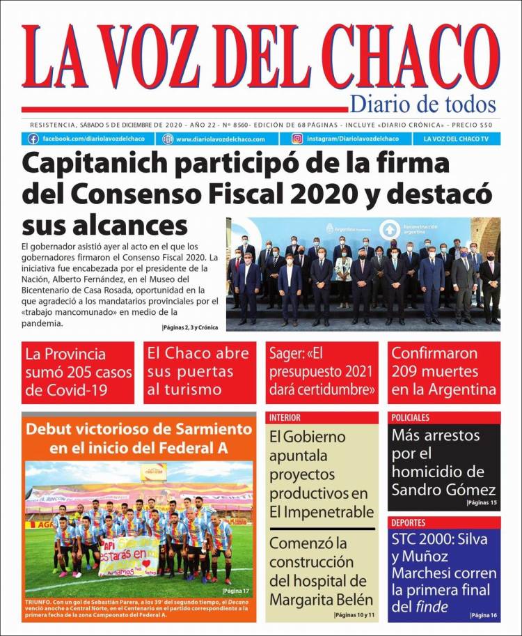 Portada de La Voz del Chaco (Argentina)