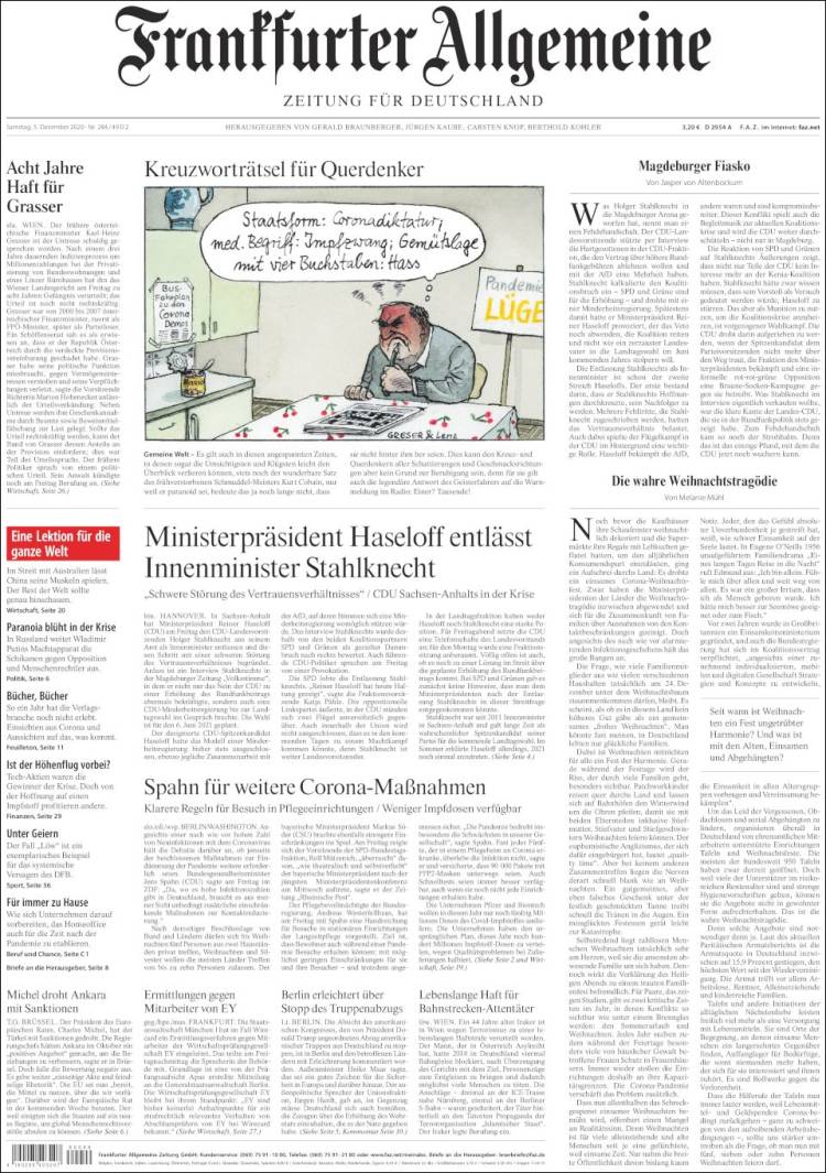 Portada de Frankfurter Allgemeine (Alemania)