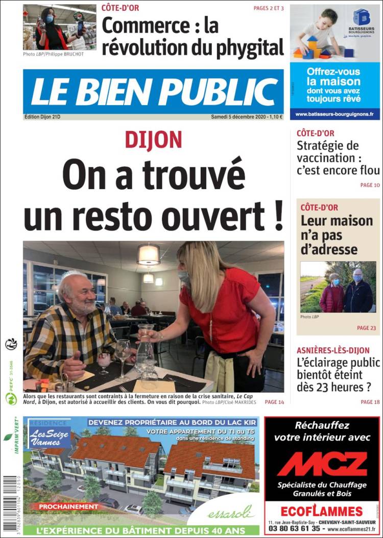 Portada de Le Bien Public (Francia)