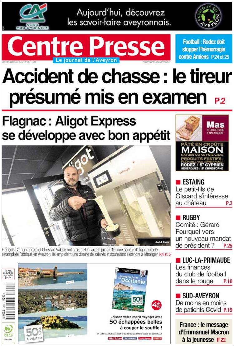 Portada de Centre Presse (Francia)