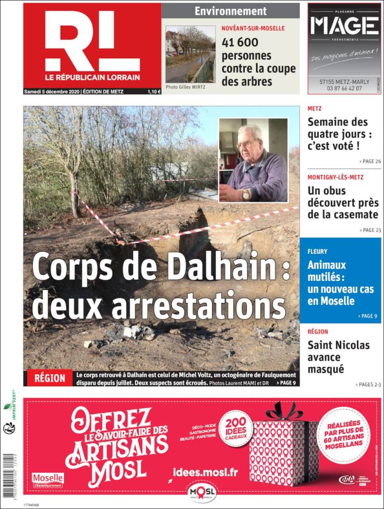 Portada de Le Republicain Lorrain (Francia)