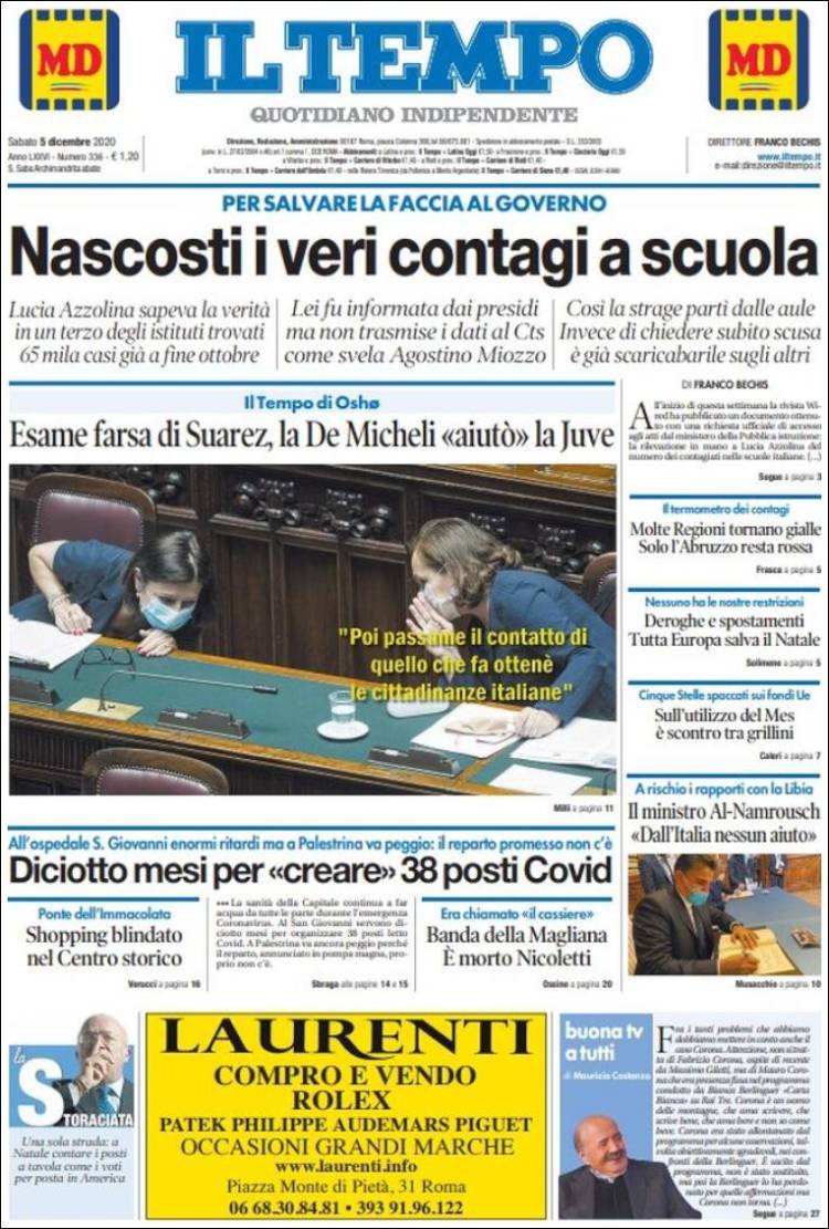 Portada de Il Tempo (Italia)