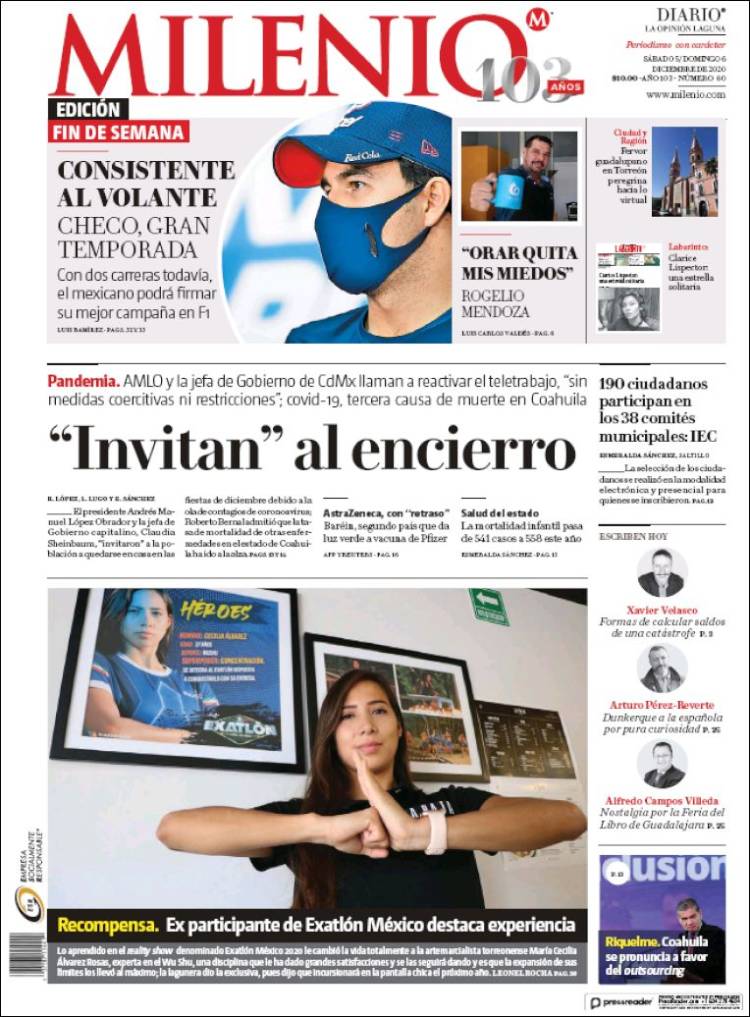 Portada de Milenio - Laguna (México)