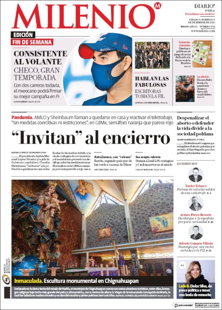 Portada de Milenio de Puebla (México)