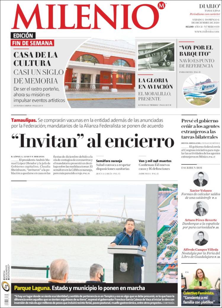 Portada de Milenio - Tamaulipas (México)