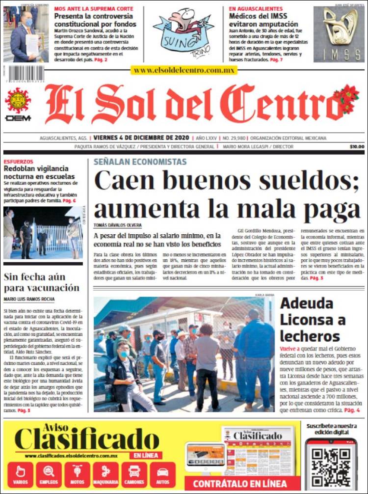 Portada de El Sol del Centro (México)