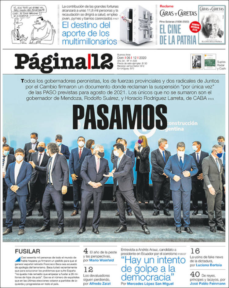Portada de Página/12 (Argentina)