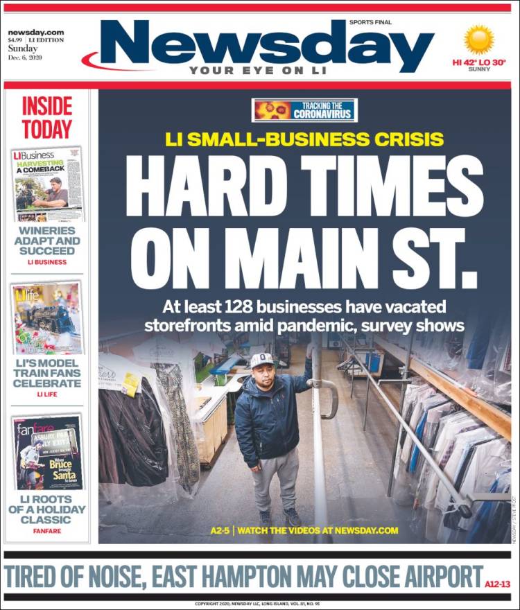 Portada de Newsday (USA)