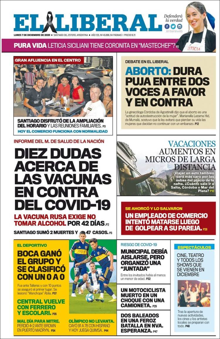 Portada de Diario El Liberal (Argentina)