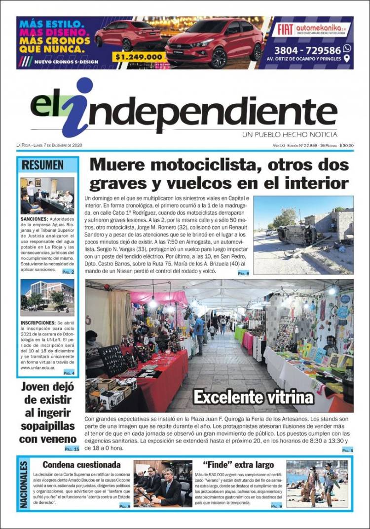 Portada de El Independiente (Argentina)